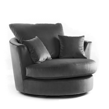 (Grey, Swivel Chair) Victoria Plush Velvet 3 & 2 Seater Sofa Set