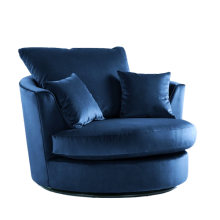 (Blue, Swivel Chair) Victoria Plush Velvet 3 & 2 Seater Sofa Set