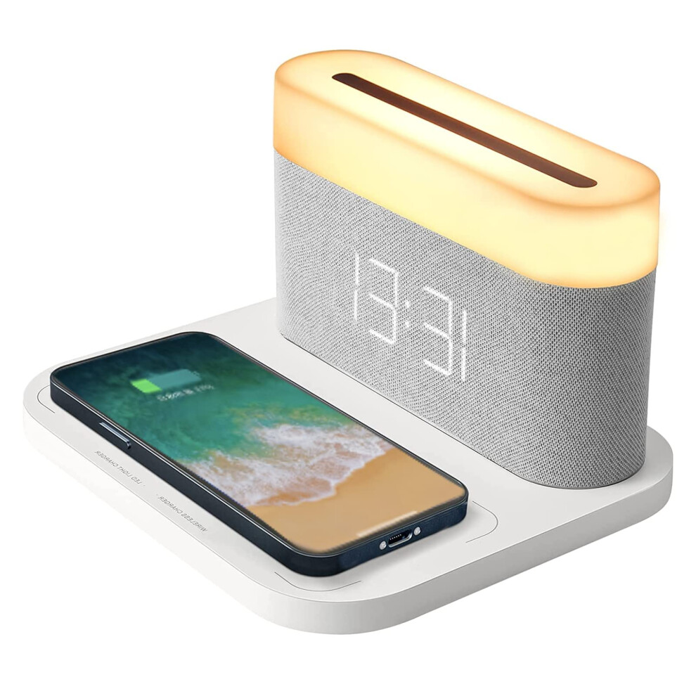 Chronus Wireless Charger With Led Desk Lamp,3 In 1 Wireless Charging Stationg Compatible With Iphone14/13/12/11/X/Airpods,With Digital Alarm 6976918012777