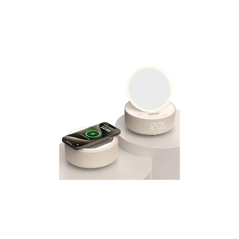 Chronus Bluetooth Speaker With Alarm Clock, Wireless Speaker Charger For Iphone/Samsung, Mirror Clock, Wireless Bedside Lamp, Music Gifts For 6976918012821