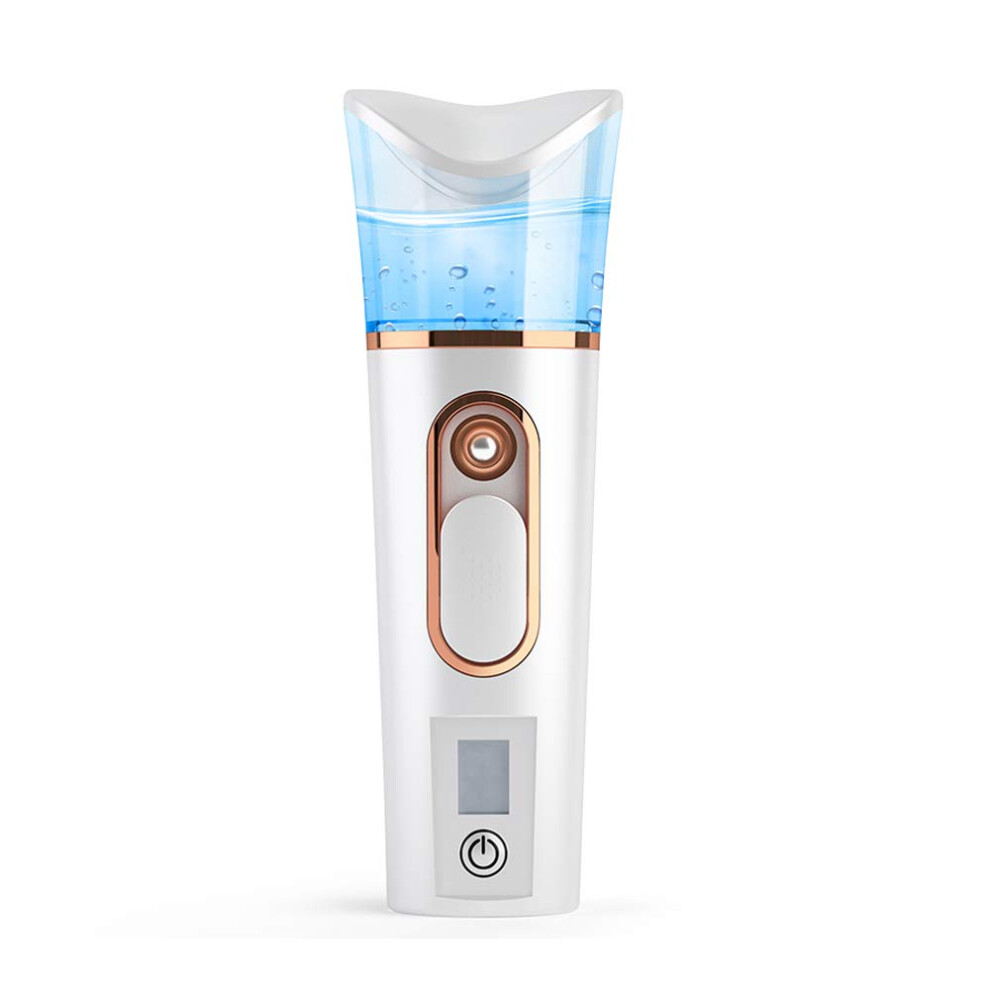 Chronus Handy Nano Mist Sprayer with Skin Analyzer Moisture Tester, Portable Facial Atomization Eyelash Extensions Steamer Mister,Mini Cool with Large