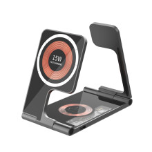 5-in-1 Foldable Charging Dock 15W Magsafe Dock, Apple Watch Charger and Qi Dock Dual Stand Functionality(Black)