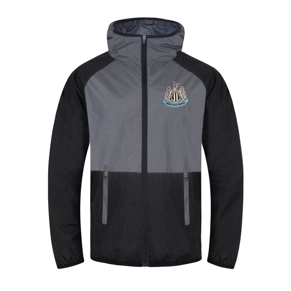 (Black/Grey, Large) Newcastle United Mens Jacket Shower Windbreaker OFFICIAL Football Gift