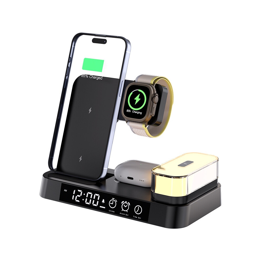 Chronus Wireless Charger, 6-In-1, Fast Charging, 15W/10W/7.5W, Compatible With Iphone, Iwatch, Airpods And Iphone 15/15Plus/15Pro/15Pro(Black) Black 6976918012586