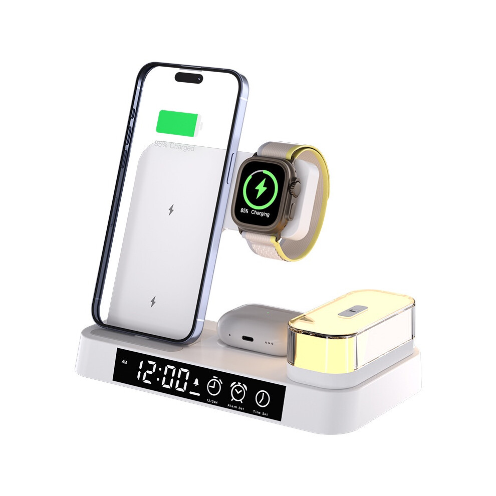 Chronus Wireless Charger, 6-In-1, Fast Charging, 15W/10W/7.5W, Compatible With Iphone, Iwatch, Airpods And Iphone 15/15Plus/15Pro/15Pro(White) White 6976918012593