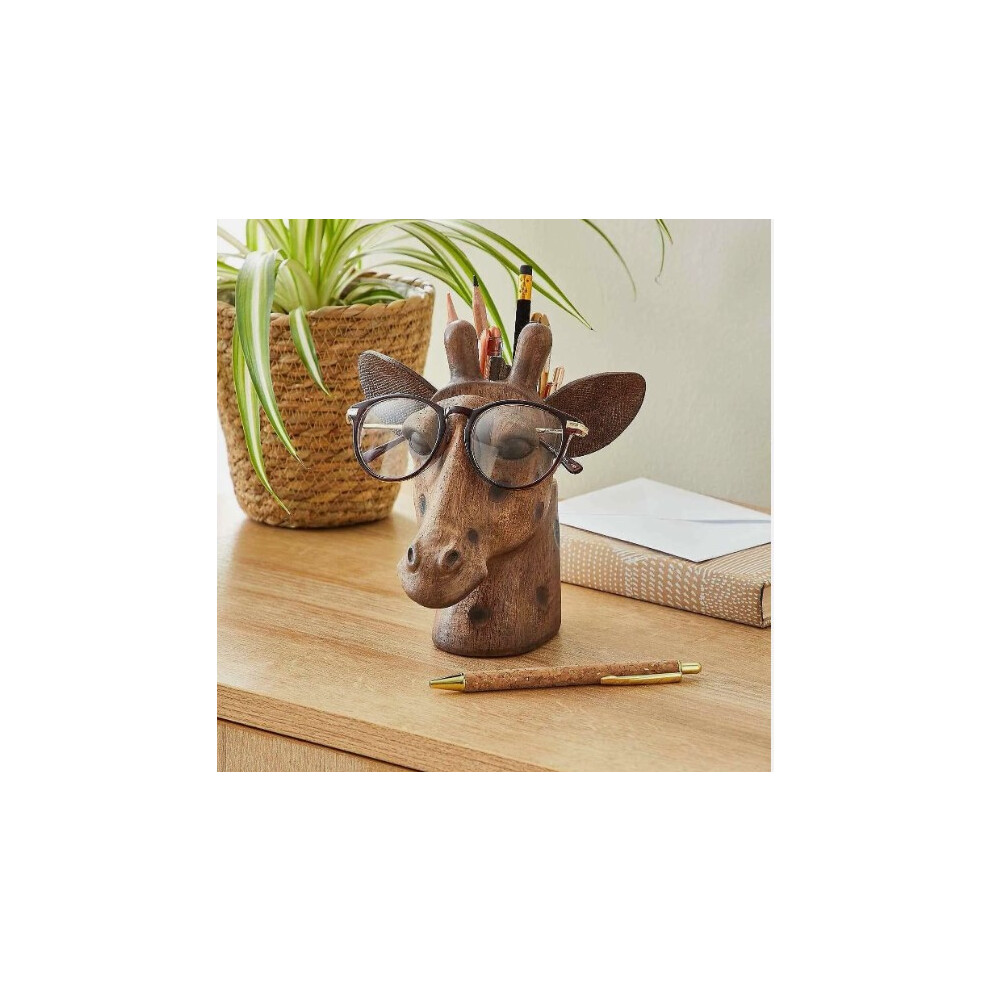 Giraffe Head Pot & Reading Glasses Holder Pencil Storage  Ornament