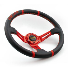 (red) Car MOMO steering wheel  350MM leather steering wheel PVC Racing steer