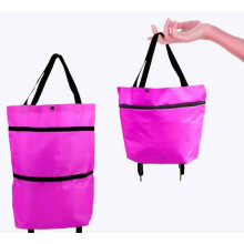 (pink) Lightweight Shopping Trolley Wheels Travel Luggage