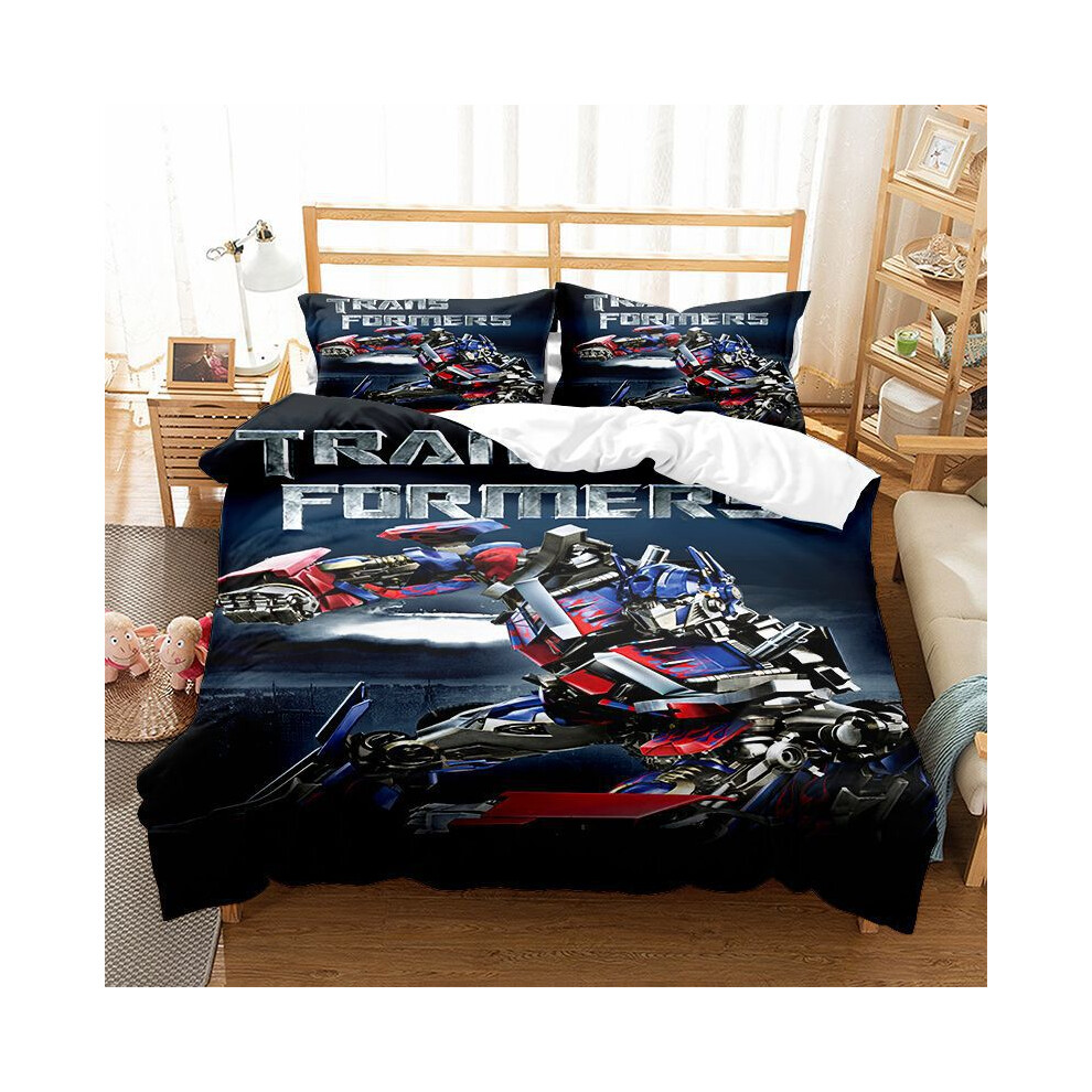 (KT6, Single 135*200cm) Bedding Duvet Cover Set Gift For Transformers Fans