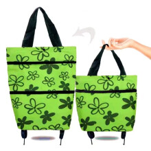 (floral green ) Lightweight Shopping Trolley Wheels Travel Luggage
