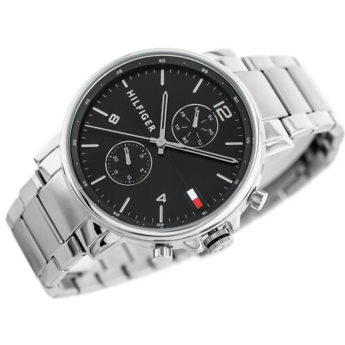Tommy Hilfiger TOMMY HILFIGER 1710413 MEN'S WATCH SILVER STRAP BLACK DIAL SILVER CASE 2