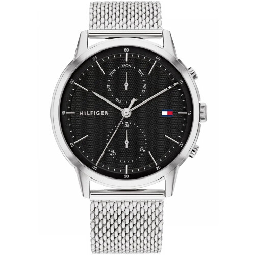 Tommy Hilfiger TOMMY HILFIGER 1710433 MEN'S WATCH SILVER STRAP BLACK DIAL SILVER CASE 1