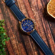 TOMMY HILFIGER 1710475 MEN'S WATCH BLUE STRAP BLUE DIAL ROSE GOLD CASE
