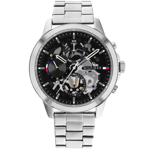 Tommy Hilfiger TOMMY HILFIGER 1710477 MEN'S WATCH SILVER STRAP BLACK DIAL SILVER CASE 1