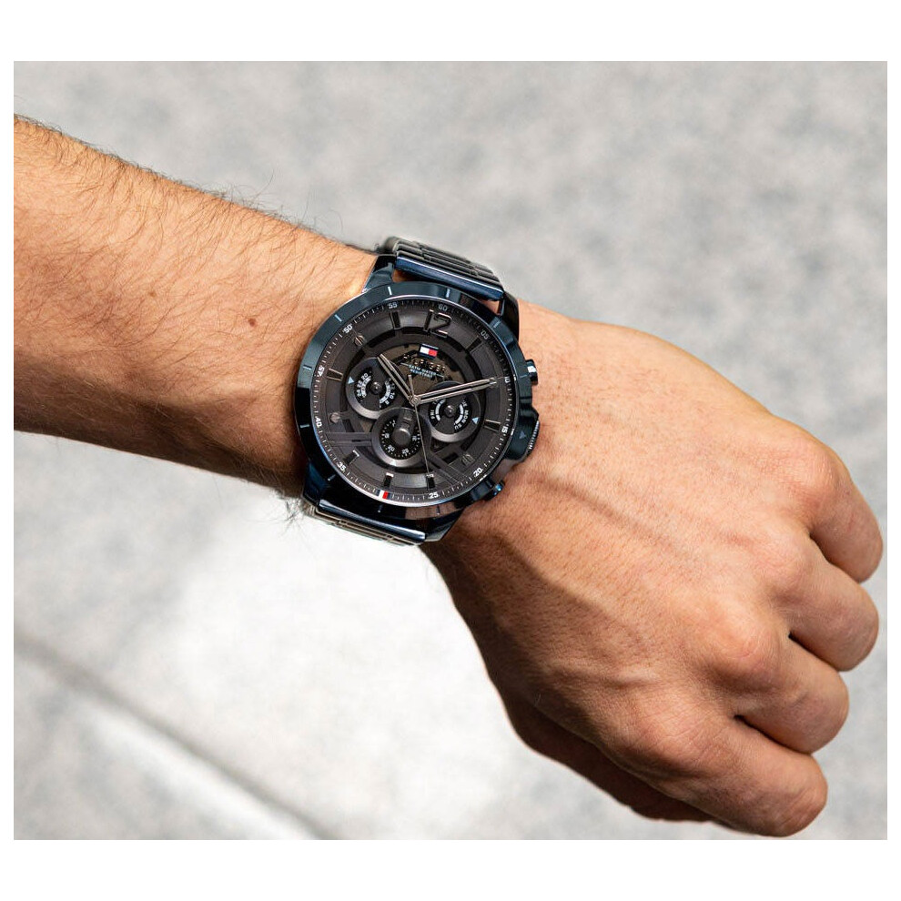 TOMMY HILFIGER 1710494 MEN'S WATCH BLACK STRAP BLACK DIAL BLACK CASE
