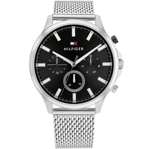 Tommy Hilfiger TOMMY HILFIGER 1710498 MEN'S WATCH SILVER STRAP BLACK DIAL SILVER CASE 1