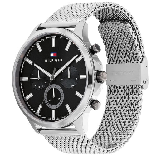 Tommy Hilfiger TOMMY HILFIGER 1710498 MEN'S WATCH SILVER STRAP BLACK DIAL SILVER CASE 2