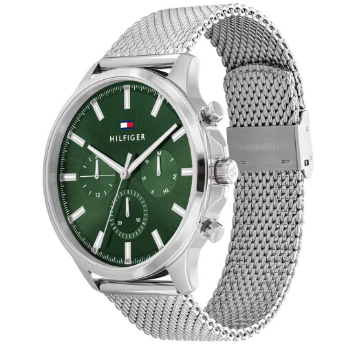 Tommy Hilfiger TOMMY HILFIGER 1710499 MEN'S WATCH SILVER STRAP GREEN DIAL SILVER CASE 1