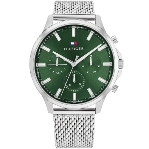 Tommy Hilfiger TOMMY HILFIGER 1710499 MEN'S WATCH SILVER STRAP GREEN DIAL SILVER CASE 2