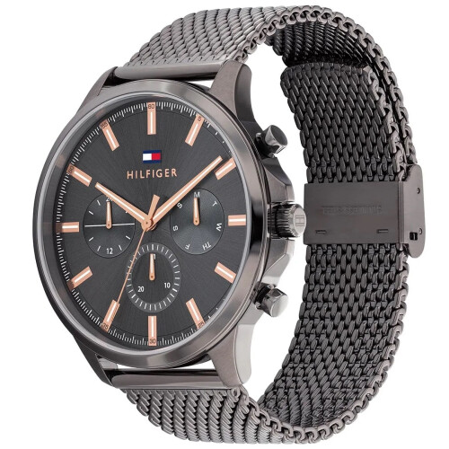 Tommy Hilfiger TOMMY HILFIGER 1710500 MEN'S WATCH GREY STRAP BLACK DIAL GREY CASE 2