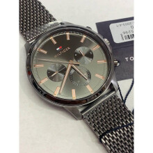 TOMMY HILFIGER 1710500 MEN'S WATCH GREY STRAP BLACK DIAL GREY CASE