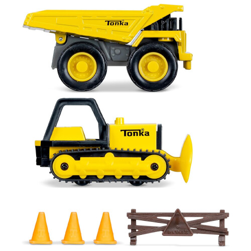 Tonka Tonka Mini Classics 2-Pack Dump Truck & Bulldozer w/Accessories 1