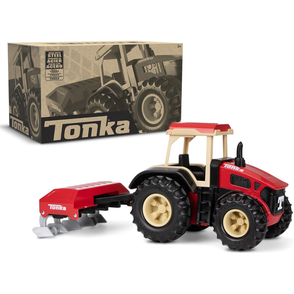 Tonka Farm Tractor & Plough - Steel Classics Farm Toy 06221