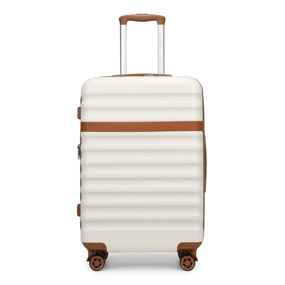 Kono (Cream Brown, 24 Inch) Expandable Hard Shell Suitcase With Tsa Lock 20/24/28 Inch
