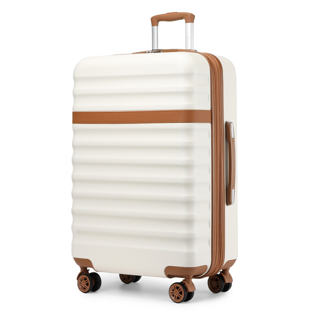 (Cream Brown, 28 inch) Expandable Hard Shell Suitcase With Tsa Lock 20/24/28 Inch-image-OPC-PFD5Z28-NEW