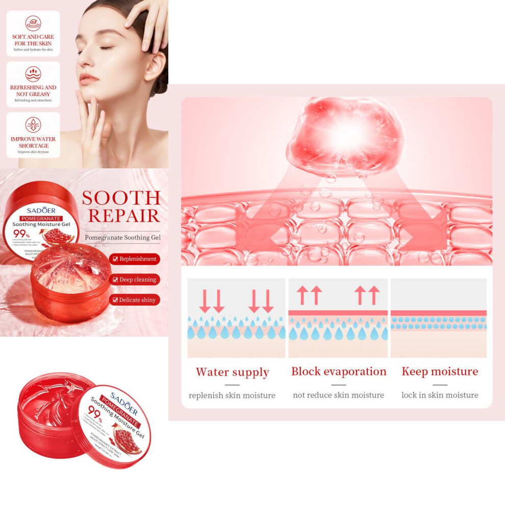 Sadoer Pomegranate Hydrating Gel Cream For Deep Moisturizing And Skin Soothe 300g