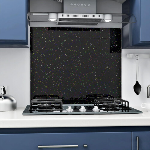 BELOFAY Black Sparkle Glass Splashback for Kitchen 2