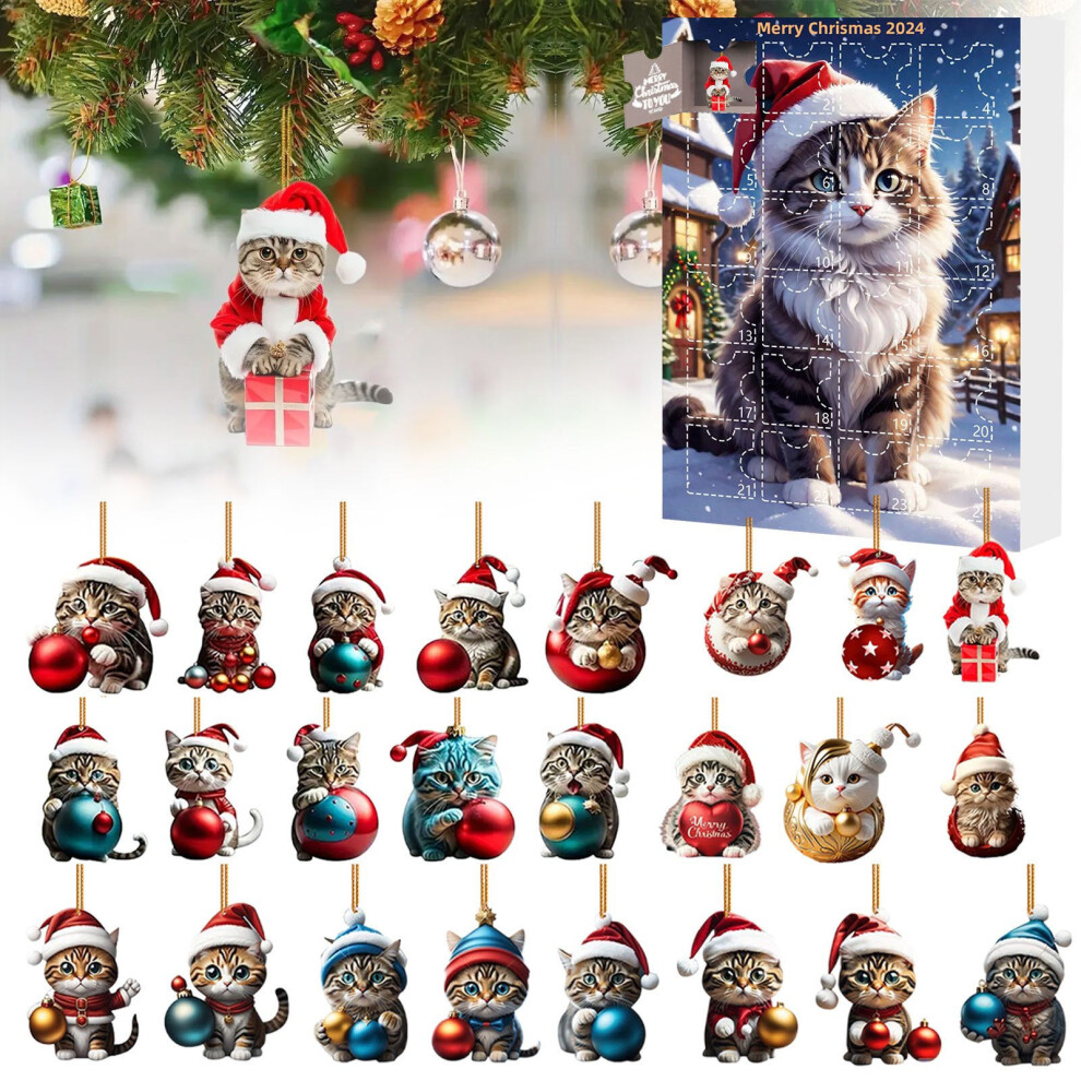 (Style A) 2024 Holiday Advent Calendar Advent Calendar Collectible Funny Cats Animal Set