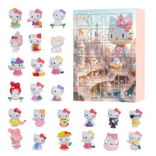 (Hello Kitty H) 24pcs Sanrio Hello Kitty Christmas Advent Calendar Anime Cartoon Random Figure Xmas Gift Toy