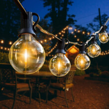 150Ft Outdoor String Lights LED Mains Powered, G40 Garden Lights with 77 LED Shatterproof Bulbs(2 Spare),Weatherproof Patio Light 2700K