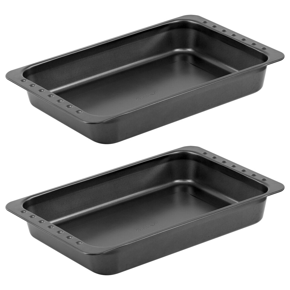 GEEZY Large Roasting Trays Non Stick Baking Tray Roasting Tin Oven Dish Roaster 2Pc