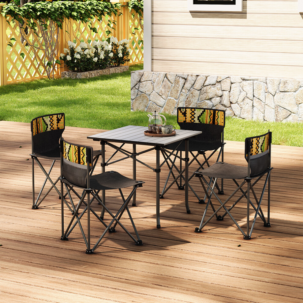 5 Piece Folding Camping Table and Chairs Set Portable with Carrying Bag