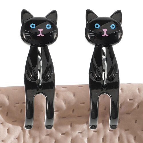 (black) Clothes Cat Shape Clothespins Towel Pins 2pcs Non Slip Traceless Air Drying Laundry Clips Clothes Pin For Bathroom Laundry