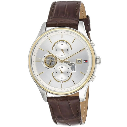 Tommy Hilfiger TOMMY HILFIGER 1710501 MEN'S WATCH BROWN STRAP SILVER DIAL SILVER CASE 2