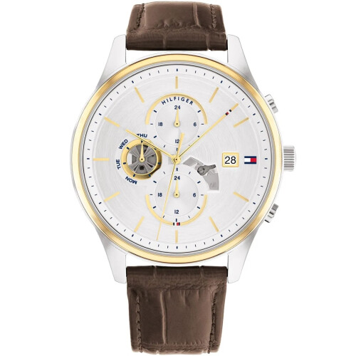 Tommy Hilfiger TOMMY HILFIGER 1710501 MEN'S WATCH BROWN STRAP SILVER DIAL SILVER CASE 1