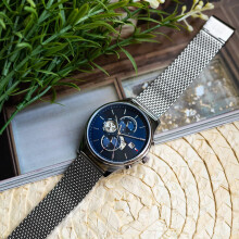 TOMMY HILFIGER 1710504 MEN'S WATCH SILVER STRAP BLUE DIAL SILVER CASE