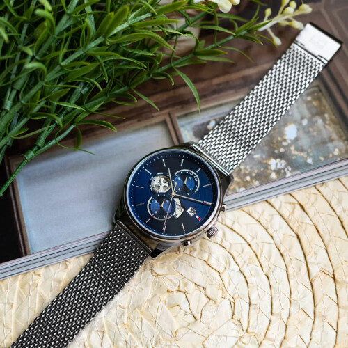 Tommy Hilfiger TOMMY HILFIGER 1710504 MEN'S WATCH SILVER STRAP BLUE DIAL SILVER CASE