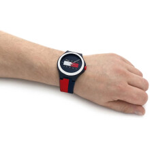 TOMMY HILFIGER 1720025 UNISEX WATCH BLUE RED STRAP BLUE DIAL BLUE CASE