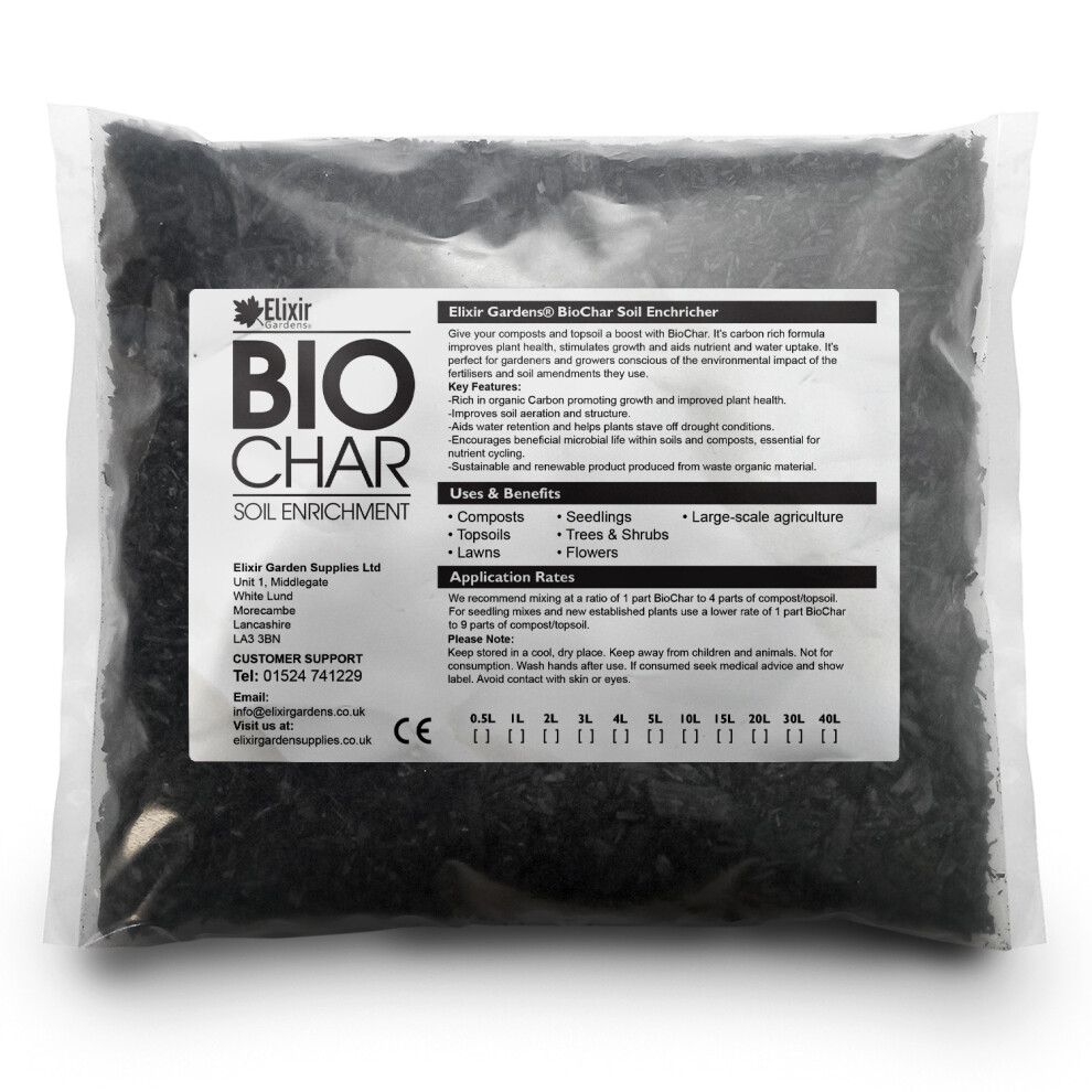 (4L, Polythene Bag) BioChar Soil Improver & Enricher