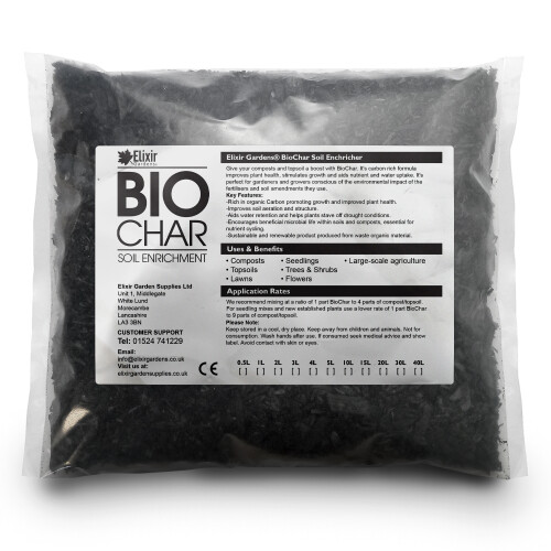 Elixir Garden Supplies (40L, Polythene Bag) BioChar Soil Improver & Enricher