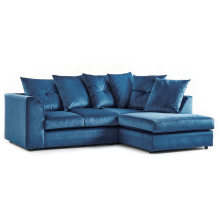 (Blue, 4 Seater Right Hand Facing Corner) Fernando Plush Velvet Corner Sofa Range