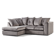 (Grey, 4 Seater Left Hand Facing Corner) Fernando Plush Velvet Corner Sofa Range