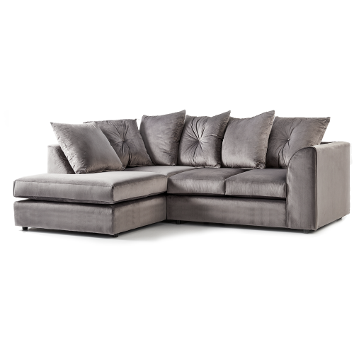 (Grey, 4 Seater Left Hand Facing Corner) Fernando Plush Velvet Corner Sofa Range