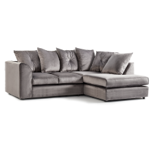 (Grey, 4 Seater Right Hand Facing Corner) Fernando Plush Velvet Corner Sofa Range