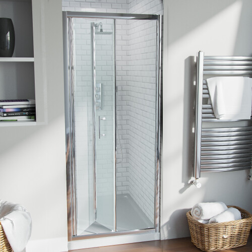 NES Home Nes Home Bi-Fold Folding 700 mm Glass Door with Frameless 800 mm Side Panel 2