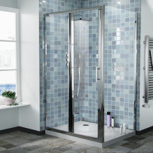 Nes Home Bi-Fold Folding 700 mm Glass Door with Frameless 900 mm Side Panel